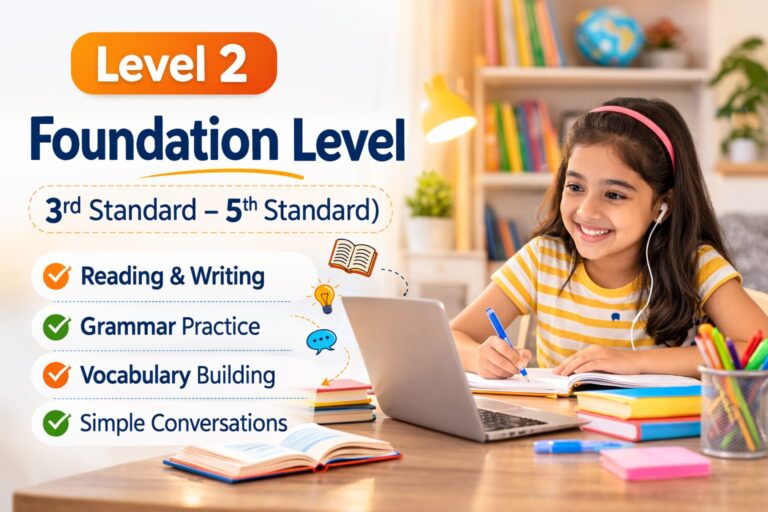 Online English Foundation Course for Kids – Level 2 (Reading, Vocabulary & Basic Grammar)